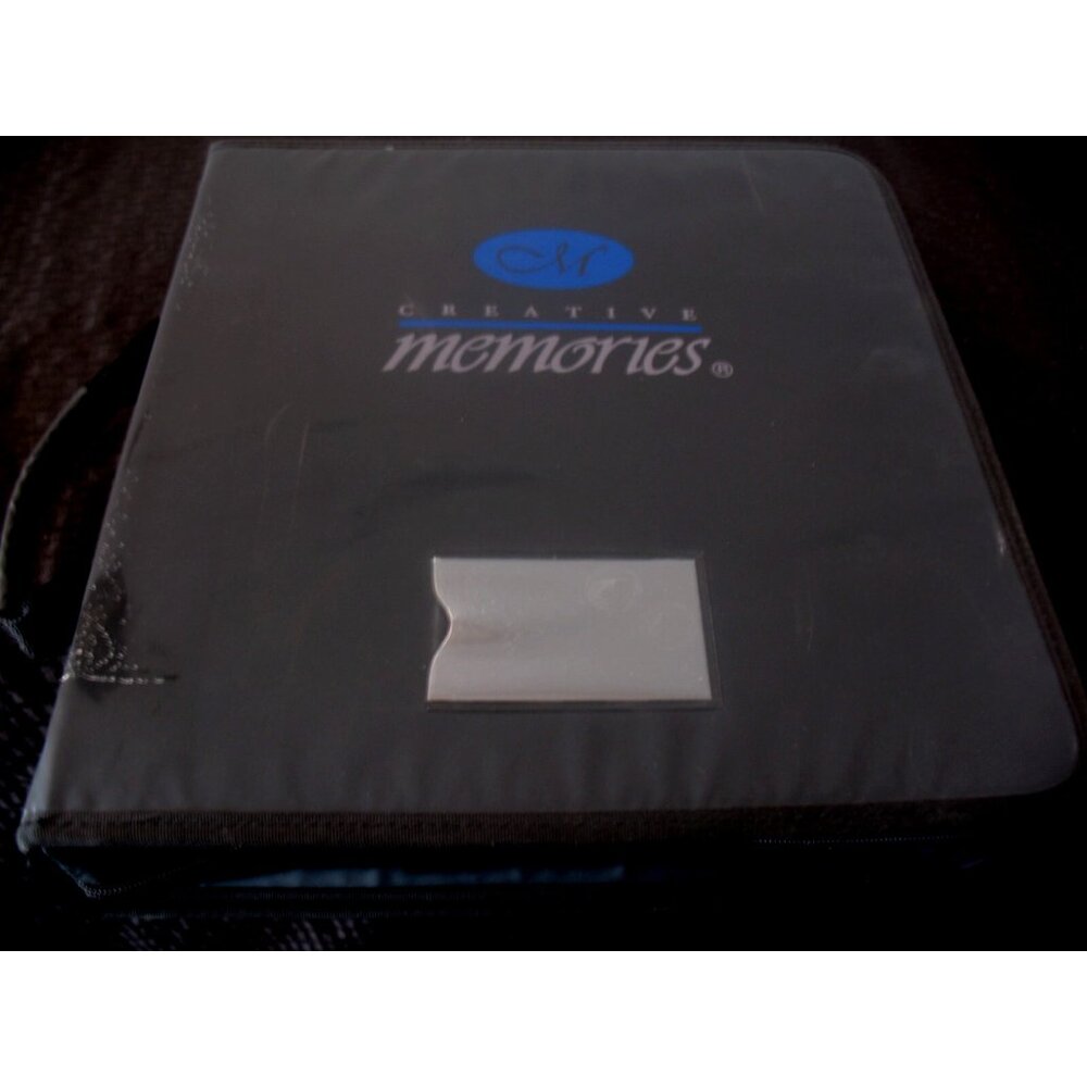 Creative Memories Black Binder with Blue Logo and Clear Pocket